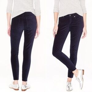 J. Crew Velvet Polka Dot Toothpick Ankle Pants Size 24